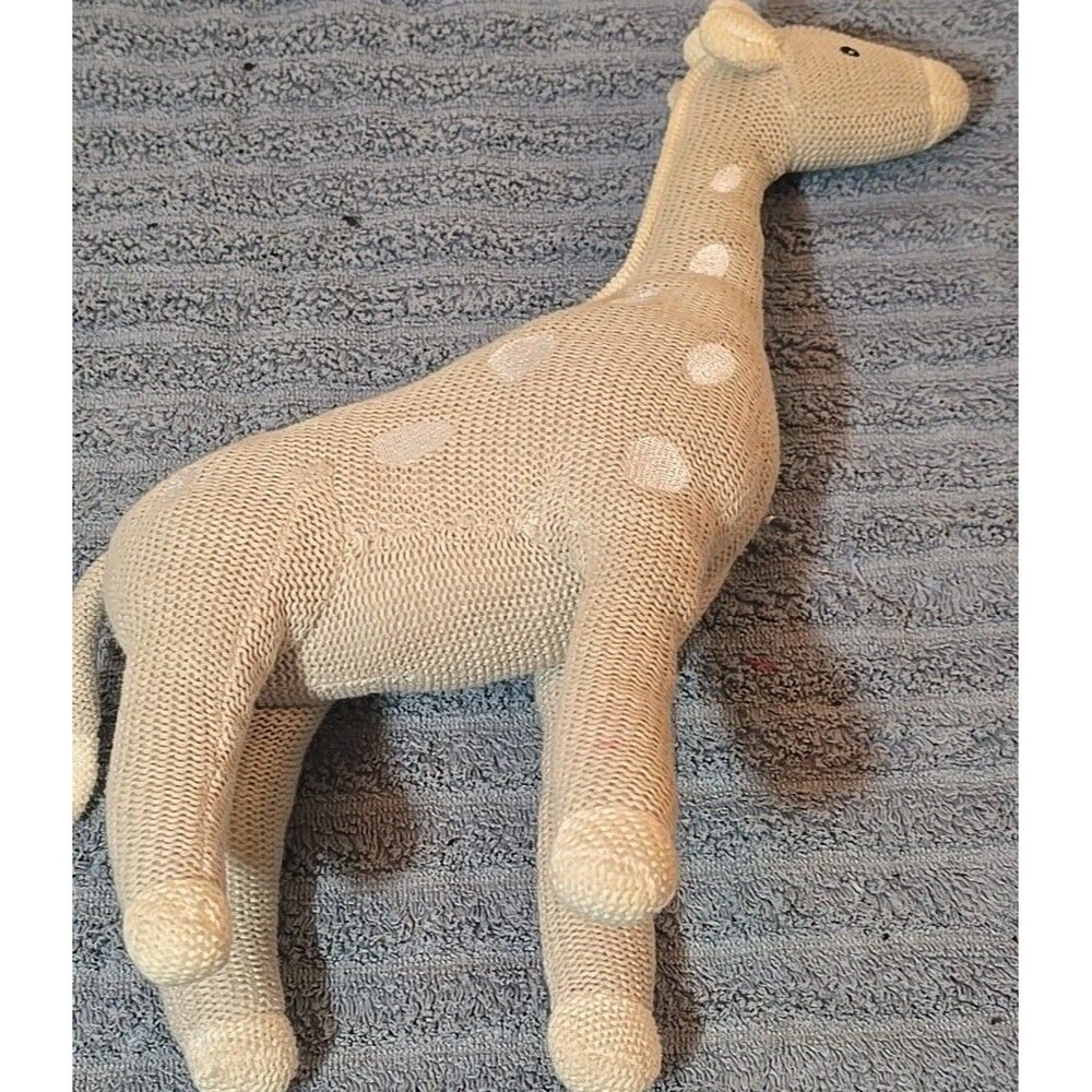 Peacock Alley 14" Stuffed Giraffe Taupe Gray White Knit Push Toy Animal Nursery